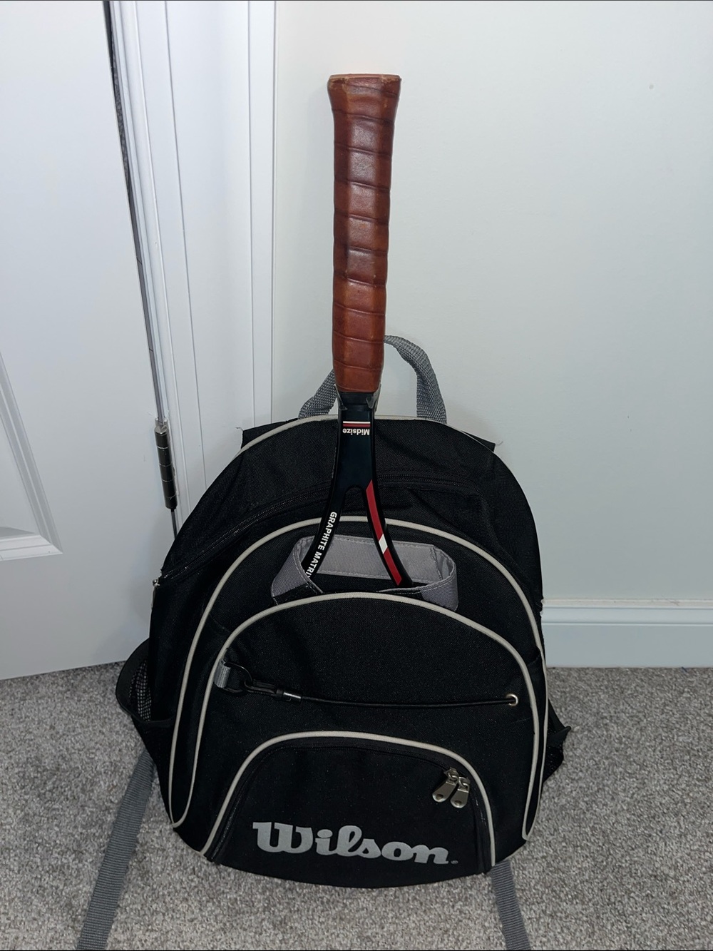 Used Wilson Tennis Black Racket Racquet Carry hipster Bag Backpack